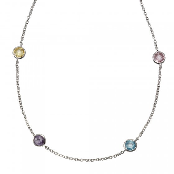 Halskette 925 Silber rhodiniert mit Zirkonia bunt 