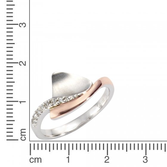 Ring Silber 925 zweifarbig mit Zirkonia weiß 