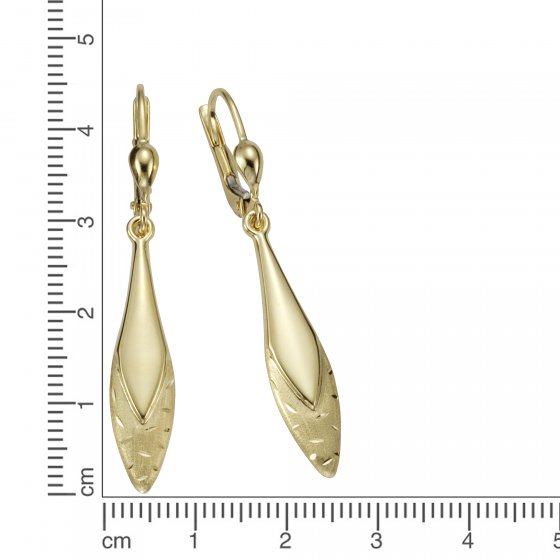 Ohrringe 375 Gold glanz matt diamantiert 