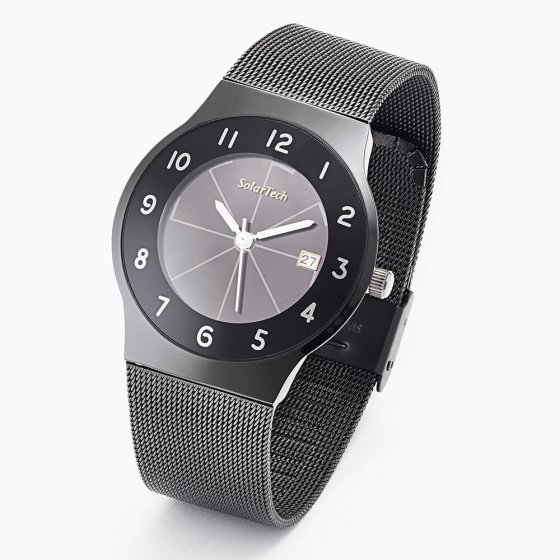 Flache Solar-Armbanduhr  "Noir" 