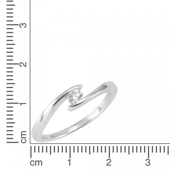 Ring Silber 925 rhodiniert mit weißem Zirkonia-Stein 