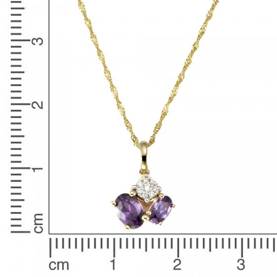 Halskette Gold 375 mit echtem Amethyst + Zirkonia 