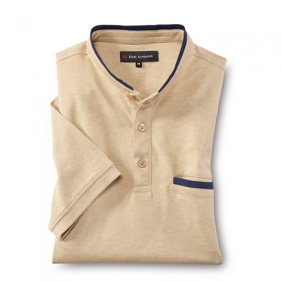 Piquéshirt mit Mao-Kragen 