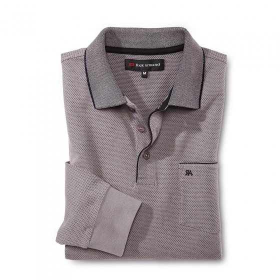 Langarm-Poloshirt, grau M | Grau