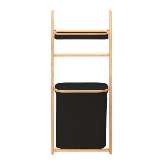 Wäschesammler mit Standregal Schwarz