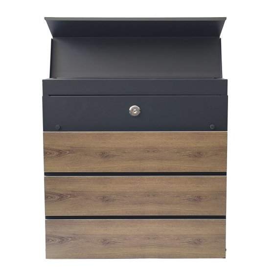 Briefkasten Amin Holzoptik mit Zeitungsfach 