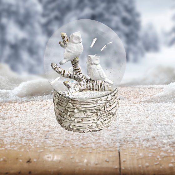 Schneekugel Eulen 