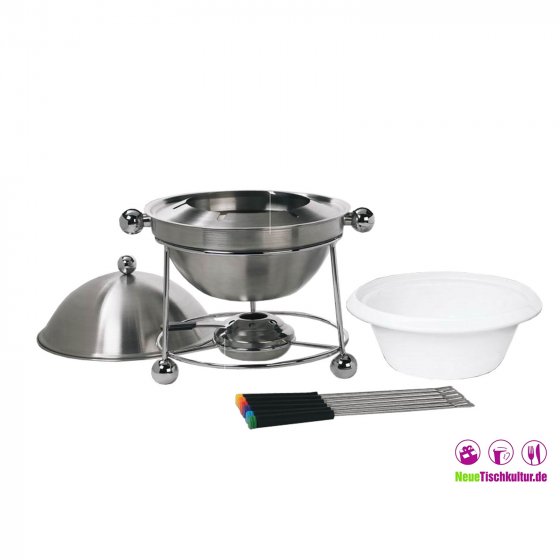 Fondueset inklusive 4 Gabeln und Stövchen 