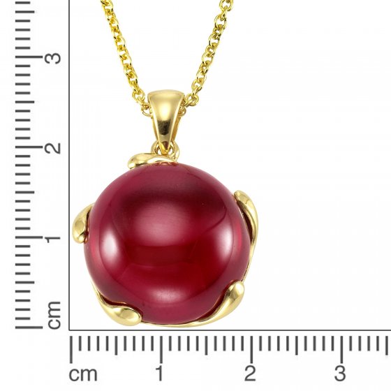 Anhänger mit Kette 925 Silber vergoldet syn. Granat 