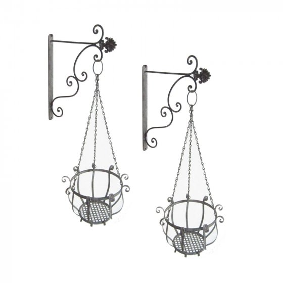 Pflanzkorb zum Hängen 2er Set mit Wandhalterung 