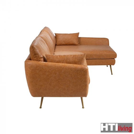 Ecksofa Antonius Kunstleder Braun rechts