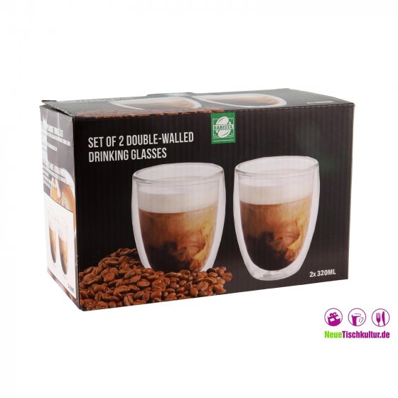 2er Set doppelwandige Thermogläser ohne Henkel Kaffeeglas Teeglas 