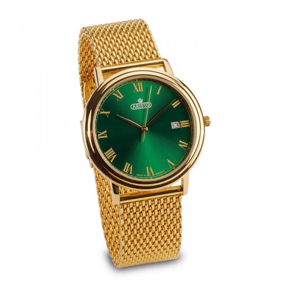 Vergoldete Herrenuhr „Green Baron II” 