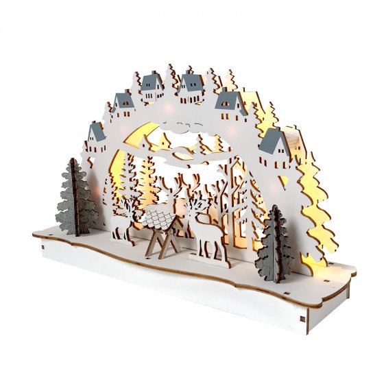 LED Holz Weihnachtsdeko mit Waldmotiv Batteriebetrieben 