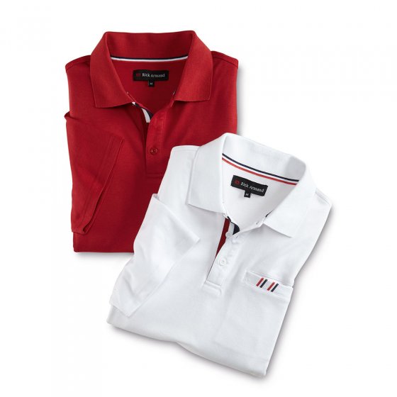 Interlock Poloshirt, weiß+rot M | Weiß#Rot