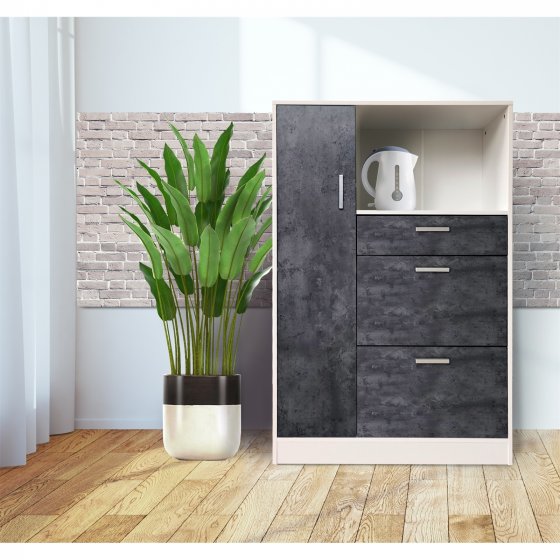 Küchenschrank Weiß-Beton Blanca L