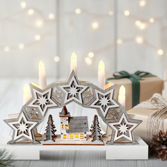 Leuchtbogen Sterne und Kirche 