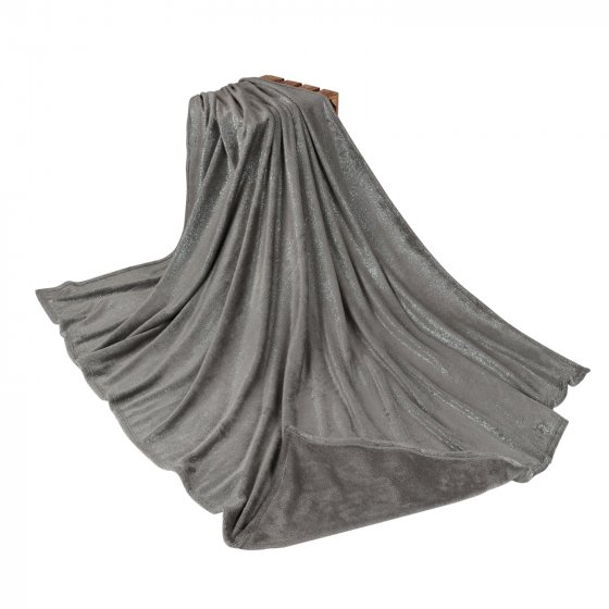 Flanell-Kuscheldecke Anthrazit 150 x 200 Glitter, Metallic-Print 