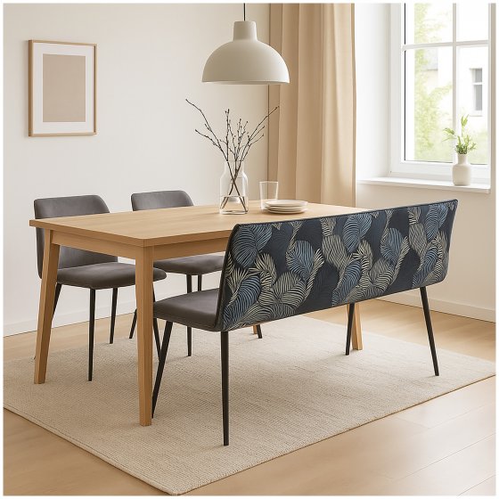 Bank Velvet Grau mit Print auf Rückseite Bangor 