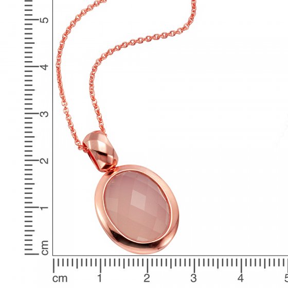 Anhänger mit Kette 925 Silber rosé vergoldet mit Chalcedon 