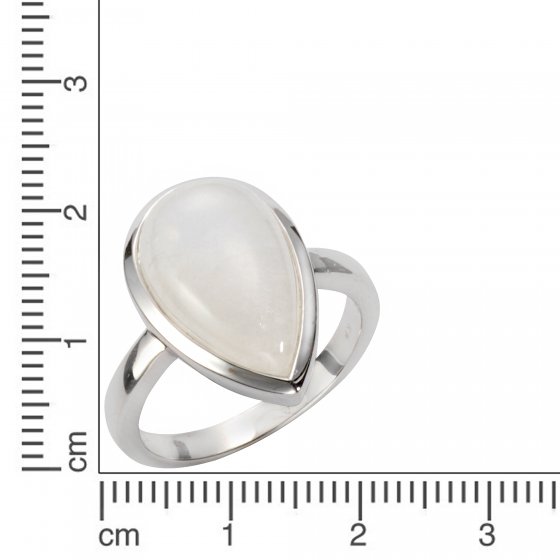 Ring Silber 925 rhodiniert mit echtem Rainbow Mondstein 17x10,5mm 