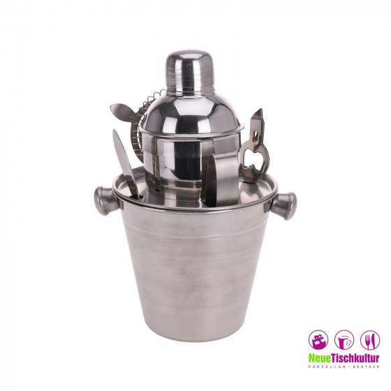 Bar Set mit Shaker und Kühler 6-tlg. Edelstahl 