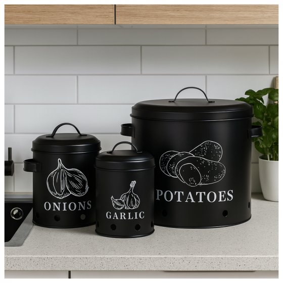 Vorratsdosen 3er-Set Landhaus Schwarz 