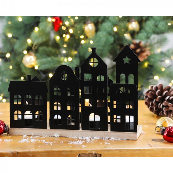 Kerzenhalter Schwarz Adventsdorf 