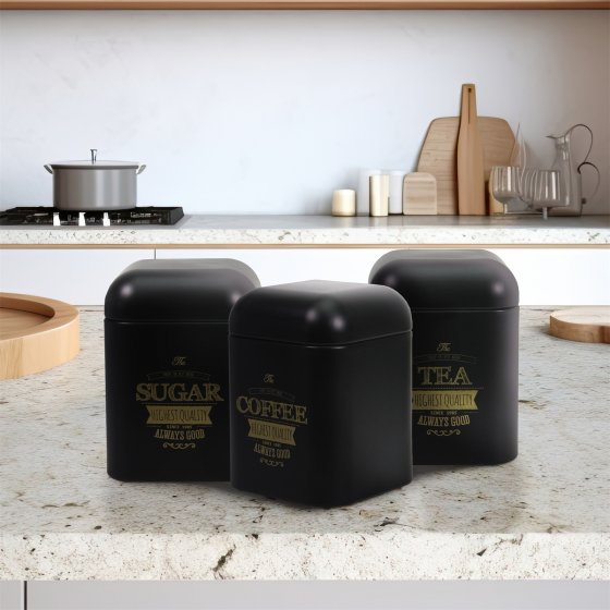 Vorratsdosen 3er-Set eckig schwarz 