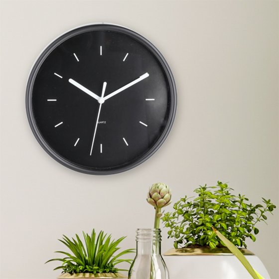 Wanduhr Ø 20 cm Schwarz