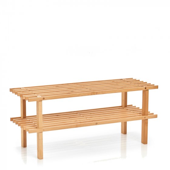 Schuhregal 2 Ablagen Bambus 