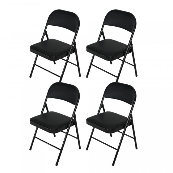 Klappstuhl Wedigo Kunstleder Schwarz-Schwarz 4er-Set 