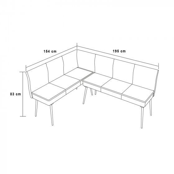 Eckbank 154 x 195 cm Mesilla Blaugrau kurzer Schenkel links 