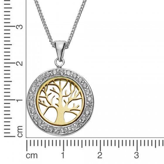 Halskette Silber 925 zweifarbig mit Lebensbaum-Motiv 