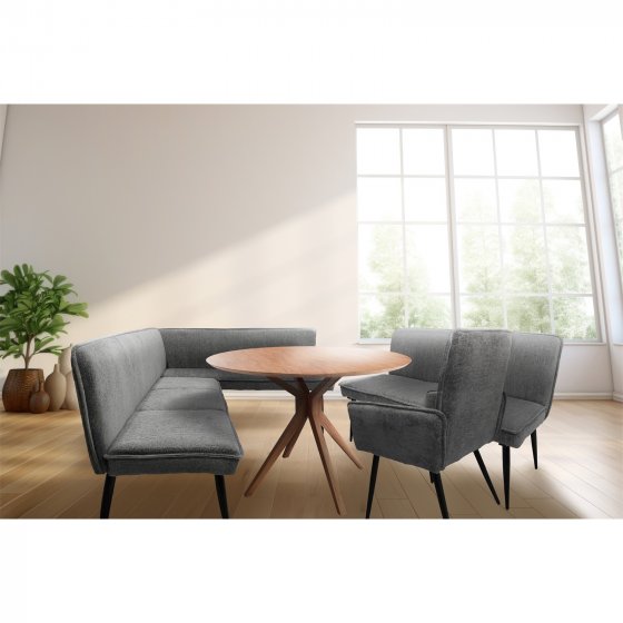 Eckbank 195 x 154 cm Mesilla Blaugrau kurzer Schenkel rechts 