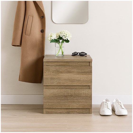 Nachtkommode mit 2 grifflosen Schubladen Thekla Sonoma 