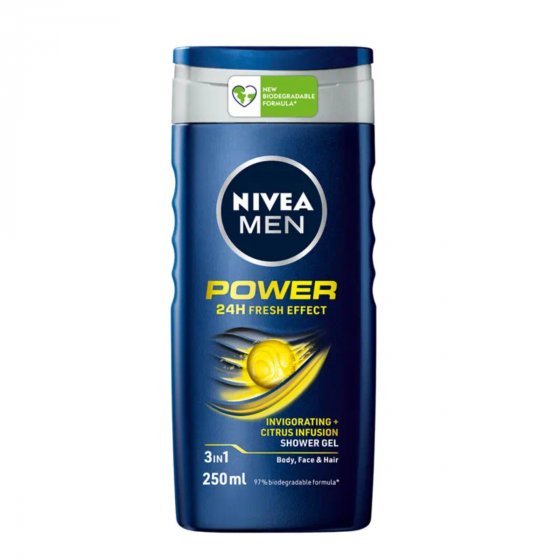 Nivea Men Duschgel Power 24H Fresh Effect Pflegedusche 250ml 4er Pack 