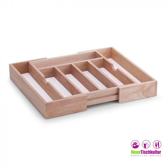 Besteckkasten, ausziehbar Gummibaum, Melamin 