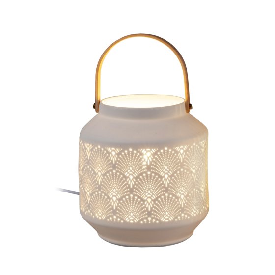 Tischlampe Ø 18 x 24 cm Keramik Weiß 