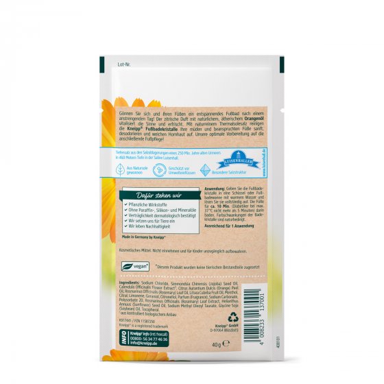 Kneipp Fussbadekristalle mit Calendula und Orangenöl pflegend 40g 