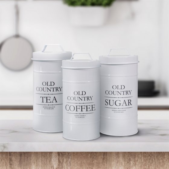 Kaffee-, Tee- und Zuckervorratsdose 3er Set Retro 