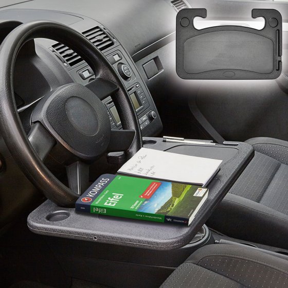 Auto-Lenkrad-Tablett – multifunktional, schwarz, tragbar, doppelseitig,  Laptop, iPad, Notebook, Tablet und Essenstisch für Fahrer, passend für die