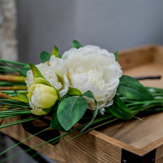Pfingstrose 38 cm Kunstblume Flora Weiß