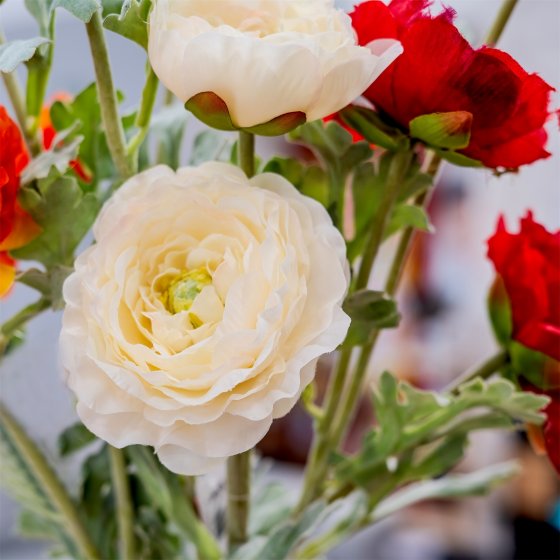 Ranunkel 64 cm Kunstblume Flora Weiß