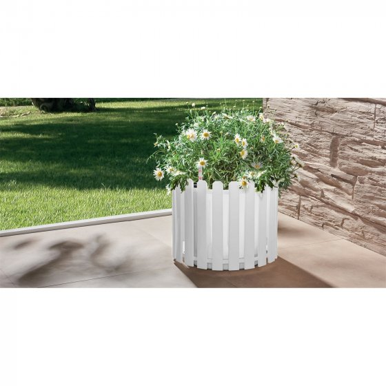 Blumentopf mit Wasserspeicher Nessa rund weiß