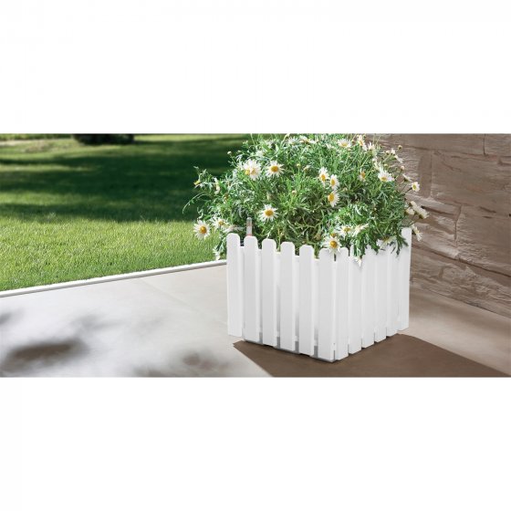 Blumentopf mit Wasserspeicher Nessa eckig weiß 