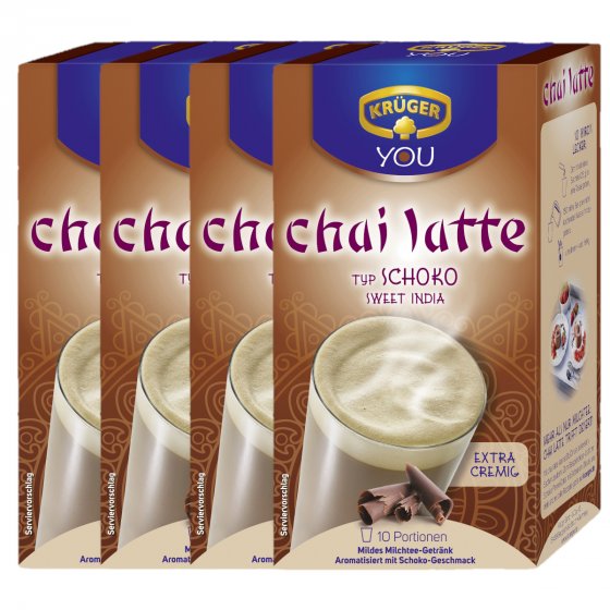 Krüger Chai Latte Typ Schoko Sweet India Milchteepulver 250g 4er Pack 