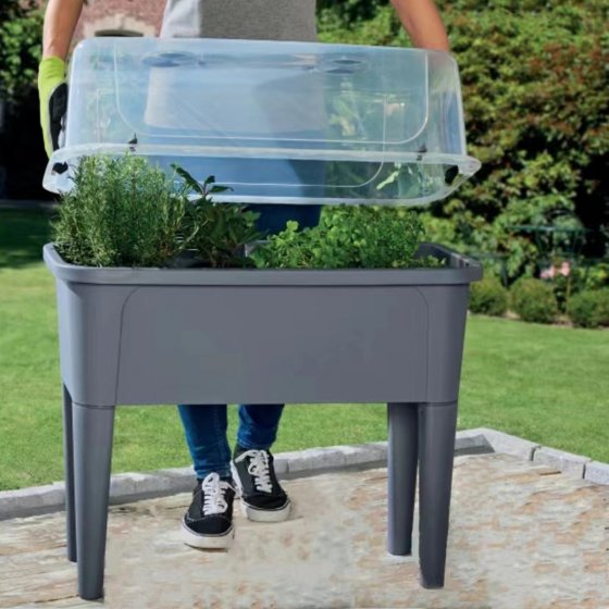 Hochbeet Nessa mit Frühbeetabdeckung Grau 