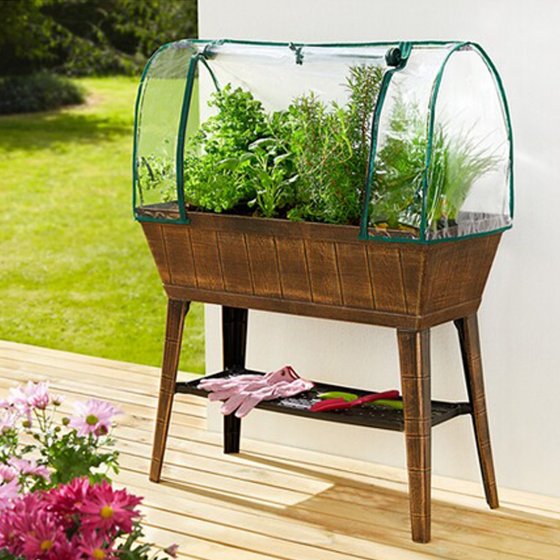 Hochbeet Nessa mit Frühbeetabdeckung Braun 