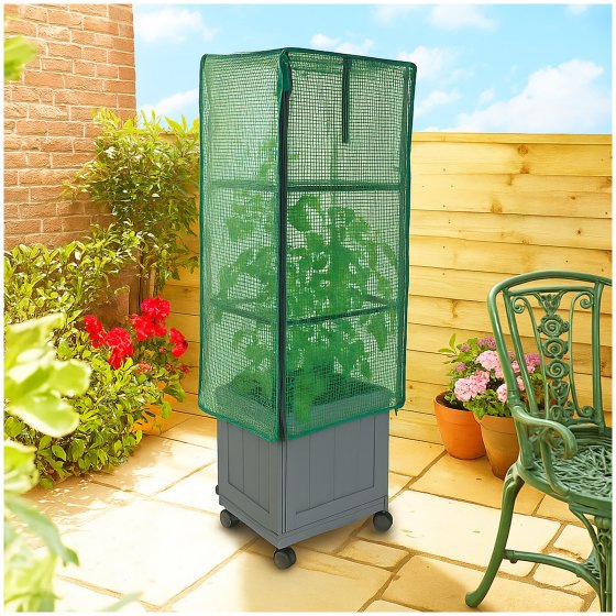 Pflanzkübel mit Rankgitter und Folienabdeckung Nessa 30x30 cm 